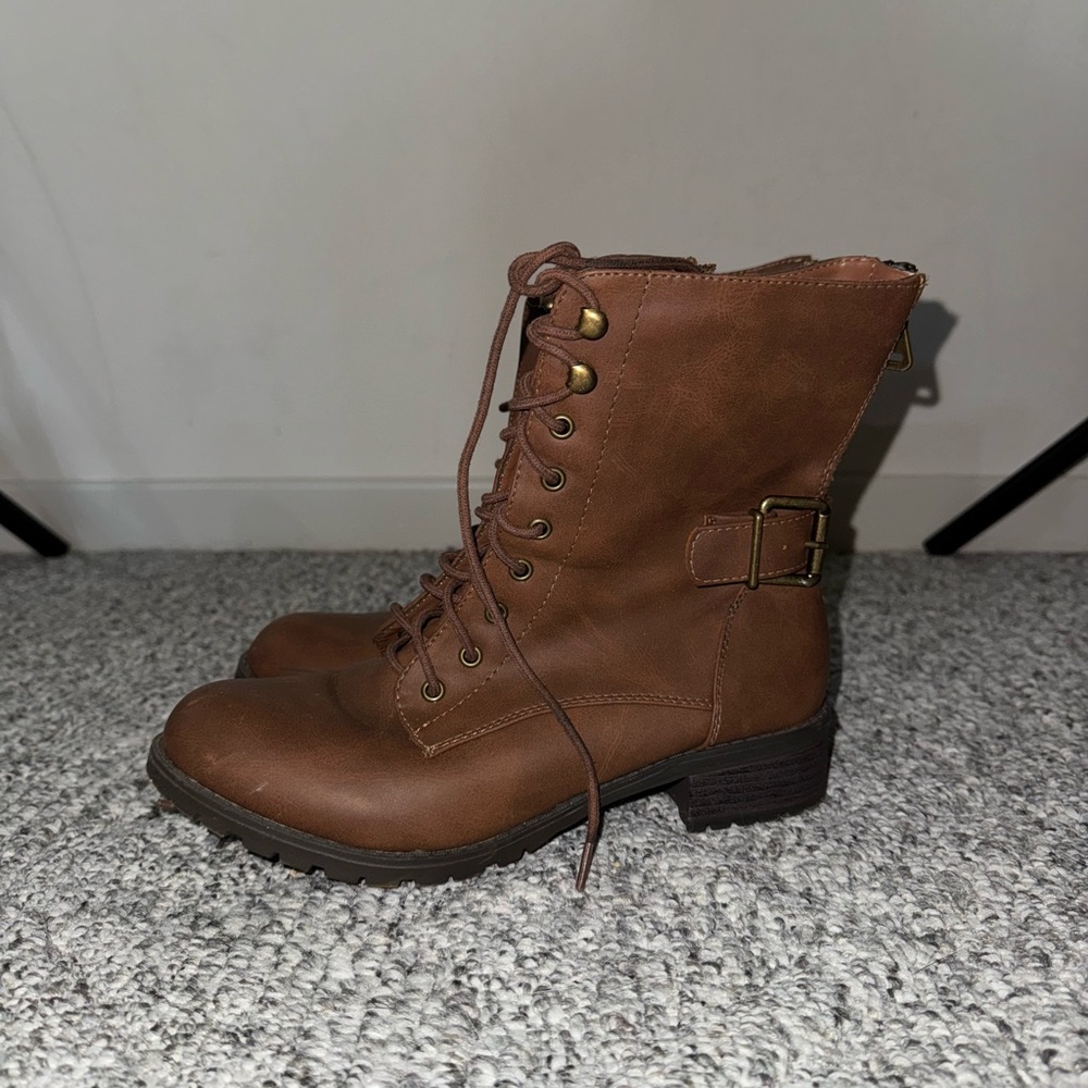 Brown Lace-Up Ankle Boots